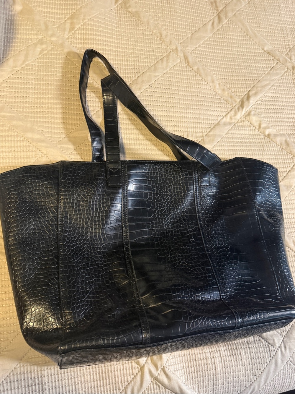 Vintage Neiman Marcus Large Tote Shoulder Bag Black Vegan
Leather EUC